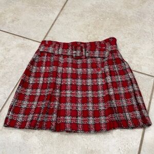 Vintage 90s Belted Plaid Pleated Mini Skirt 5 Y2K grunge goth whimsigoth